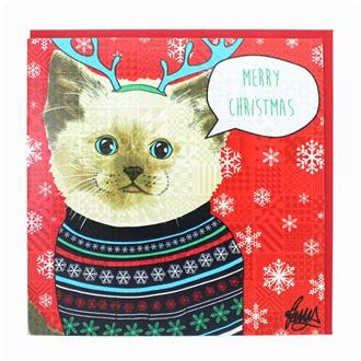 クリスマスカード　００２　猫　ベビーシャム