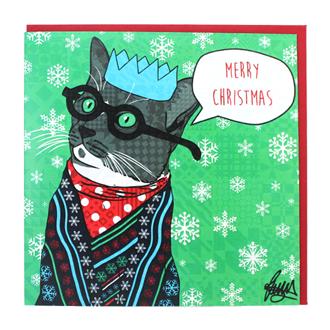 クリスマスカード　００６　猫　博士さん
