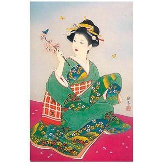 和風クリスマスカード　日本美人画