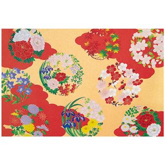 和風クリスマスカード　Ｆ３５－７１　銀地着色名画