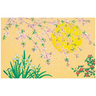 和風クリスマスカード　Ｆ２５－９２０　銀地着色名画