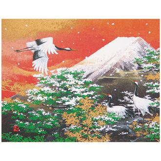 和風クリスマスカード　特殊浮出加工名画　Ｆ３５－２４