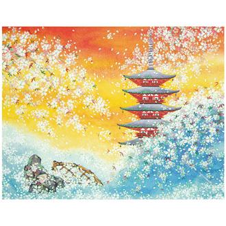 和風クリスマスカード　桜　Ｆ２５－９３７