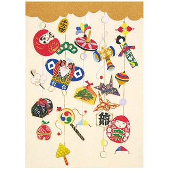 和風クリスマスカード　民芸画　Ｆ２０－６７４