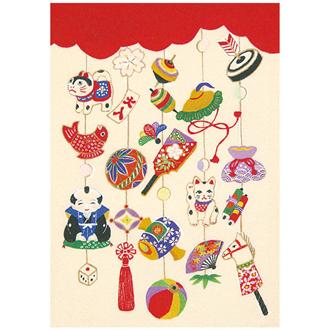 和風クリスマスカード　民芸画　Ｆ２０－６７５