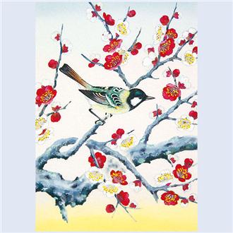 和風クリスマスカード　花鳥画　Ｆ２０－６７６