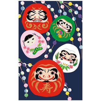 和風クリスマスカード　民芸画　Ｆ２０－６８０