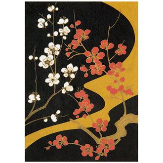 和風クリスマスカード　紅白梅　Ｆ２０－６８６