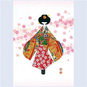 和風クリスマス　千代紙人形カード　ＦＧＣ－０５