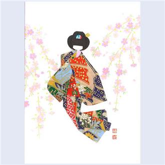 和風クリスマス　千代紙人形カード　ＦＧＣ－０６