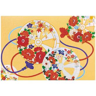 和風クリスマスカード　銀地着色名描　Ｆ３５－７４