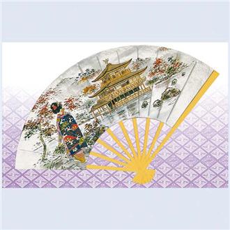 和風クリスマスカード　扇子二題　Ｆ２８－１５