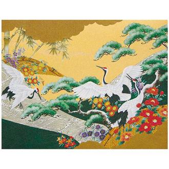 和風クリスマスカード　銀地着色名画　Ｆ２５－９５１