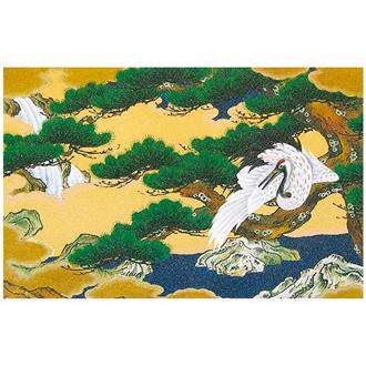 和風クリスマスカード　銀地花鳥名画　Ｆ２５－９５４