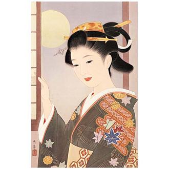 和風クリスマスカード　日本美人画　Ｆ２３－１８