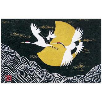 和風クリスマスカード　鶴二題　Ｆ２０－６９０