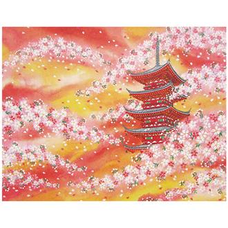 和風クリスマスカード　桜　Ｆ２５－９７２