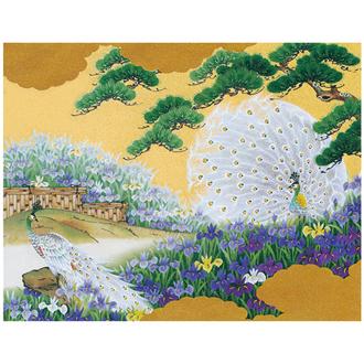 和風クリスマスカード　銀地着色名画　Ｆ２５－９７５