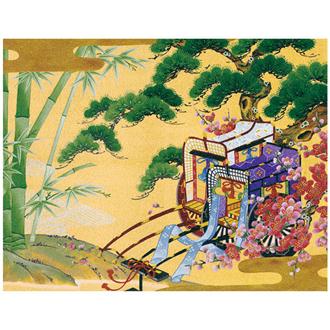 和風クリスマスカード　銀地着色名画　Ｆ２５－９７６
