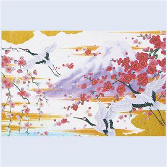 和風クリスマスカード　銀地着色名画　Ｆ２５－９７８