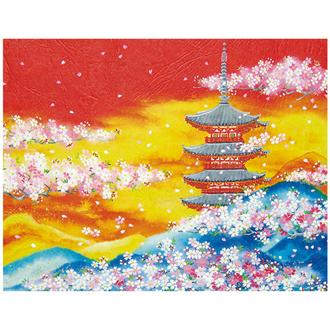 和風クリスマスカード　桜　Ｆ２５－９８２