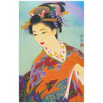 和風クリスマスカード　日本美人画　Ｆ２３－１９