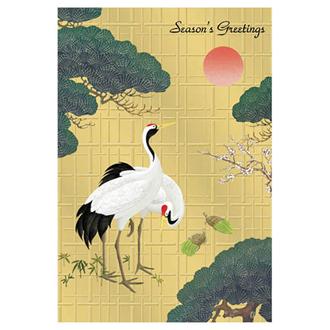 和風フォーマルカード　鶴金屏風