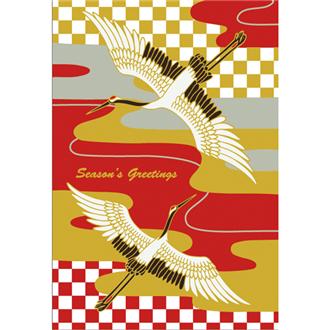 和風フォーマルカード　鶴と市松