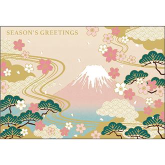 和風フォーマルカード　桜色の富士