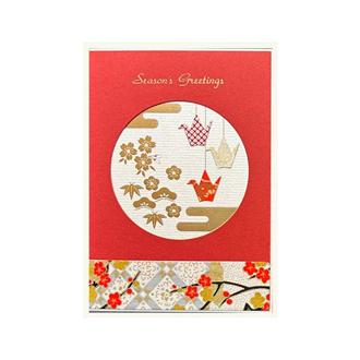 和風クリスマスカード　千鶴　ＸＪ－６９３　アカ