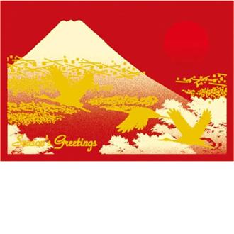 和風フォーマルカード　金富士と鶴