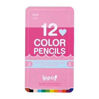 スライド缶入り色鉛筆１２色　プレーン　ピンク