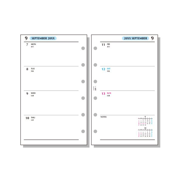 26 12月始 両面1週間 LACEE リフィル ポケット 週間1