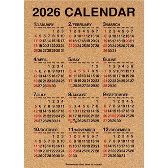 ２０２６　コルク年間カレンダー　タテ