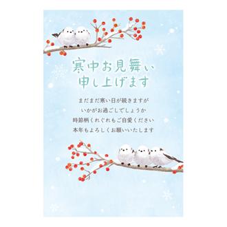 寒中はがき　シマエナガ　横書　Ｃ１１－０００１