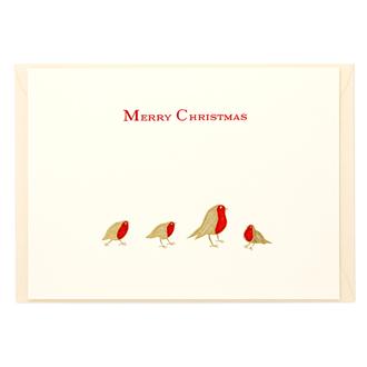 クリスマスカード　０１３６‐Ｄ　クリーム　コマドリ