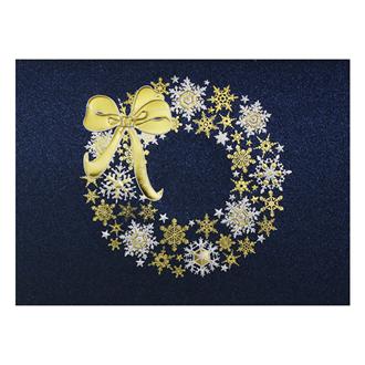 クリスマスカード　０７１５－２０２３０　雪結晶リース（紺）