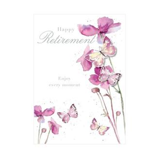 退職カード　ＩＲ１３６Ｗ　紫アネモネと蝶