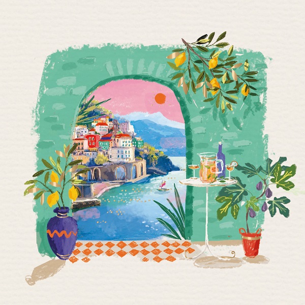 ブランクカード II1276 スケッチブック（アマルフィの夕日