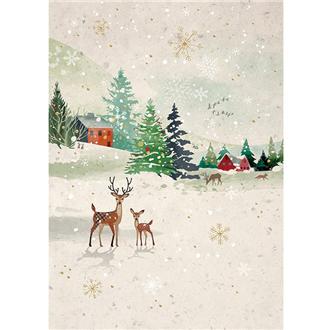 クリスマスカード　ＤＣ０４１　トナカイのいる風景