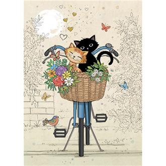 ブランクカード　Ｈ０４６　黒猫（自転車デート）