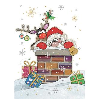 クリスマスカード　ＧＣ０１２　煙突上のサンタ