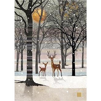 クリスマスカード　ＫＣ００１　森の鹿の親子