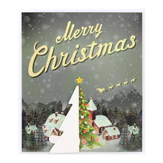 クリスマスカード　ＣＨＬ１１９　夜空とツリー