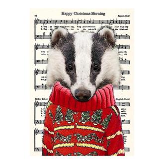 クリスマスカード　ＸＭＤ１６９６　あなぐまアグリーセーター