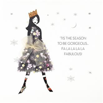 クリスマスカード　ＬＢＸ６　リボンベルトのドレス