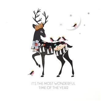 クリスマスカード　ＬＢＸ７　トナカイと小鳥の仲間達