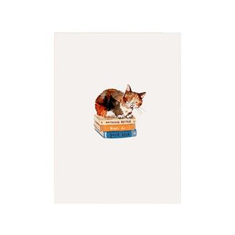 ミニブランクカード　ＢＩＪ７６　積読に三毛猫