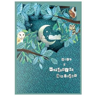 バースデイカード　ＡＧ３１　じゃばら（月夜のふくろう）