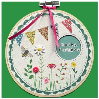 バースデイカード　Ｈ１３　刺繍枠（花バナー）